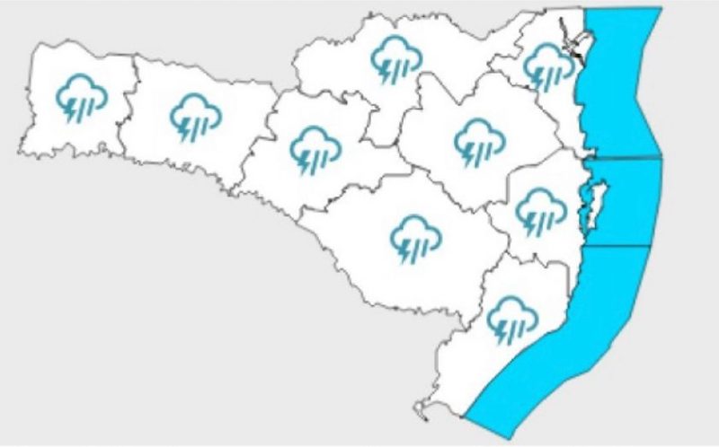 Tempo permanece inst&aacute;vel nesta quinta (13) no Estado – Foto: Defesa Civil SC/Divulga&ccedil;&atilde;o/ND