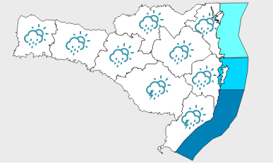 Sexta tem forma&ccedil;&atilde;o de ciclone, mas, no decorrer do dia, o tempo deve melhorar – Foto: DCSC/Reprodu&ccedil;&atilde;o/ND