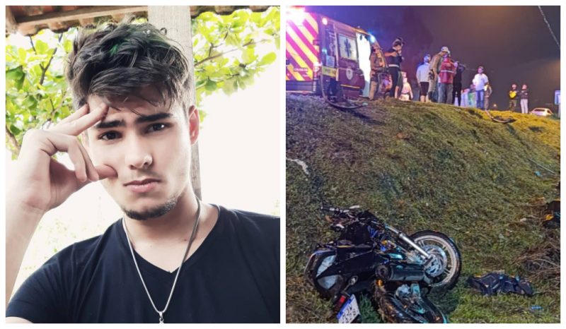 Mais uma trag&eacute;dia nas estradas de Santa Catarina. O jovem David Wilhan Chaves, de 22 anos, morreu em um acidente na SC-108, no km 33,3, em Guaramirim, Norte do Estado. – Foto: Montagem a partir de fotos