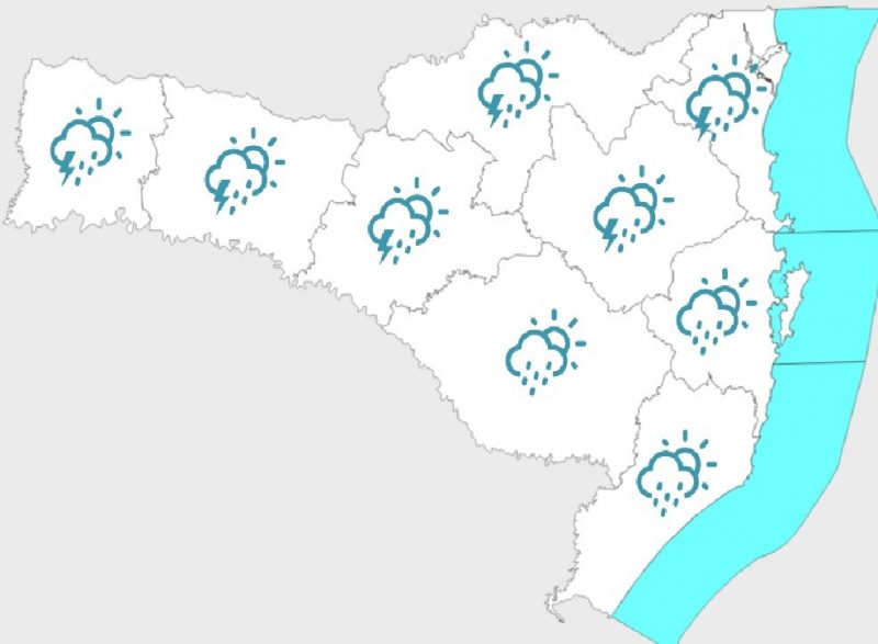 A circula&ccedil;&atilde;o de calor e umidade da regi&atilde;o amaz&ocirc;nica e&nbsp; cavados mant&eacute;m o tempo inst&aacute;vel em SC. – Foto: Defesa Civil/Divulga&ccedil;&atilde;o/ND