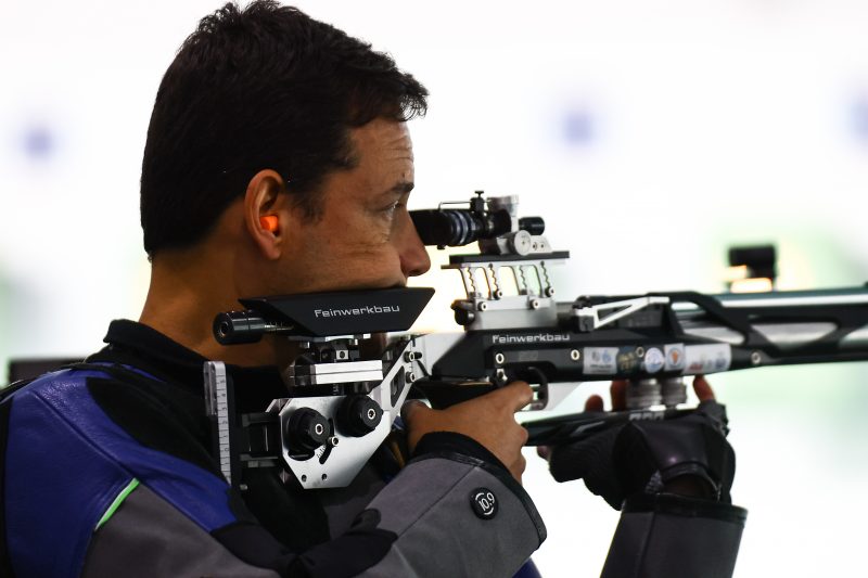 Jogos Sul-americanos Assun&ccedil;&atilde;o 2022 – Tiro esportivo – Air Rifle 10m – Na foto o atleta medalhista de prata, Leonardo Vagner do Nascimento Moreira. Foto: Miriam Jeske/COB