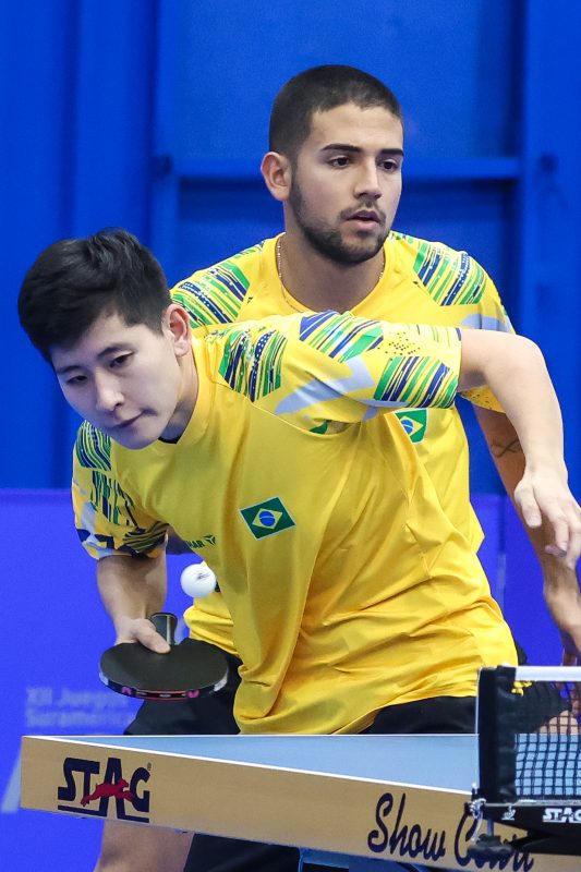 Jogos Sul-americanos Assun&ccedil;&atilde;o 2022 – T&ecirc;nis de mesa – Duplas mistas – Na foto os atletas Luca Aiko Kumahara e Guilherme da Costa Teodoro. Foto: Wander Roberto/COB