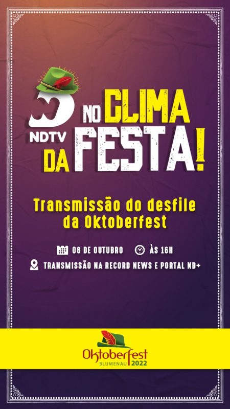 Record News e Portal ND+ v&atilde;o transmitir o desfile da Oktoberfest deste s&aacute;bado (8) – Foto: Divulga&ccedil;&atilde;o/ND