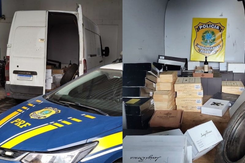 Cerca de R$ 26 mil em garrafas de vinho foram apreendidos em Mafra – Foto: PRF/Divulga&ccedil;&atilde;o