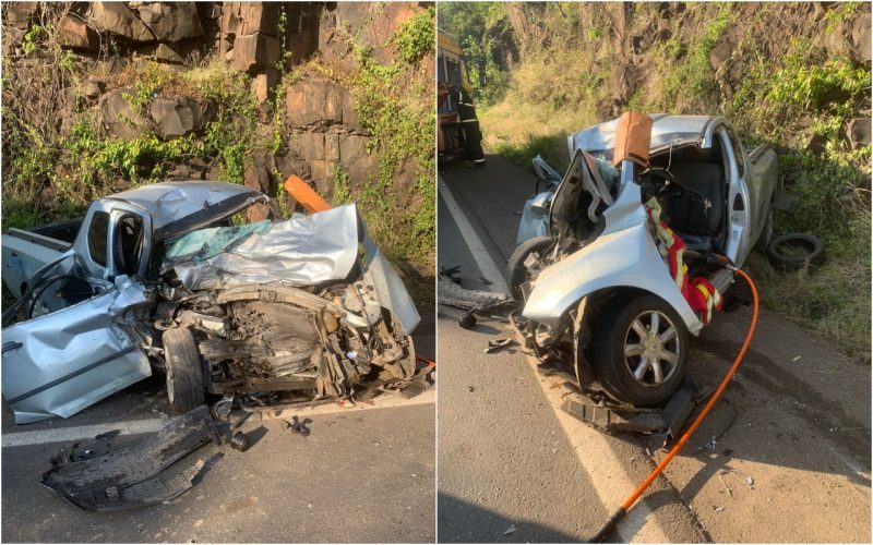 Ve&iacute;culo ficou com a frente retorcida. – Foto: Corpo de Bombeiros/Divulga&ccedil;&atilde;o/ND
