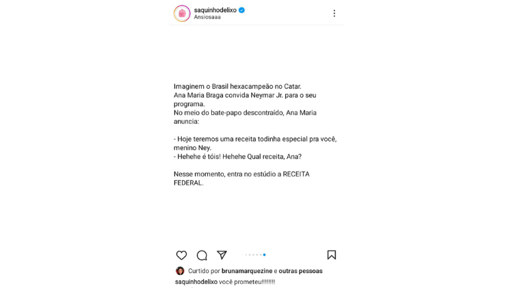 Bruna Marquezine curte publicação com piada contra Neymar