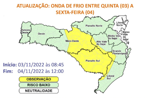 Na sexta-feira as temperaturas come&ccedil;am a se elevar gradualmente – Foto: Defesa Civil/Reprodu&ccedil;&atilde;o/ND