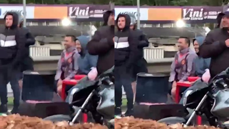 Bloqueio em rodovia tem churrasco para manifestantes – Foto: Marcos Berlanda/Reprodu&ccedil;&atilde;o/ND