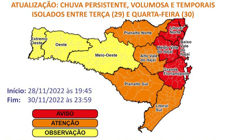 Chuvas continuam ao longo desta semana em Santa Catarina – Foto: DC/Divulga&ccedil;&atilde;o/ND