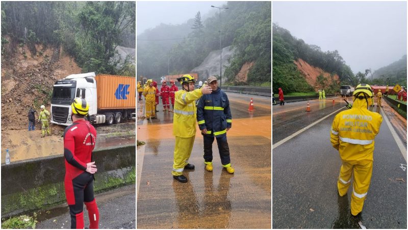 Equipes atuaram na remo&ccedil;&atilde;o da lama em Guaratuba/PR – Foto: Corpo de Bombeiros/ND