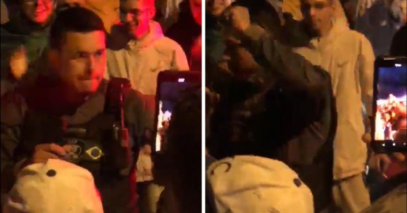 Agente da Codetran foi afastado ap&oacute;s usar uniforme de viatura do GAP para demonstrar apoio aos manifestantes – Foto: Reprodu&ccedil;&atilde;o/ND