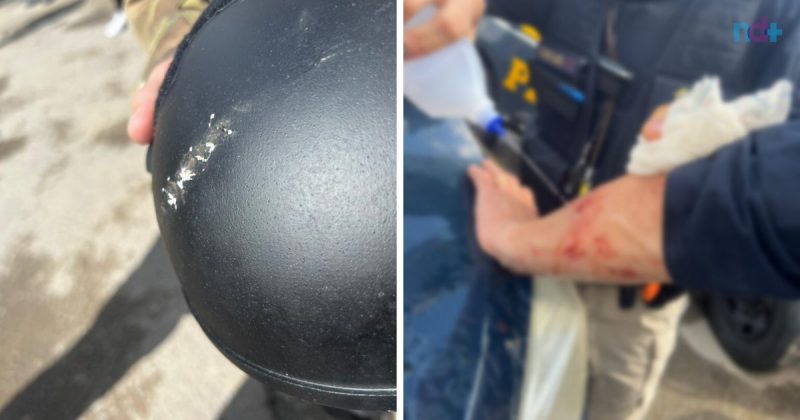 Dois policiais tiveram ferimentos na cabe&ccedil;a e foram salvos por capacete – Foto: PRF/Divulga&ccedil;&atilde;o