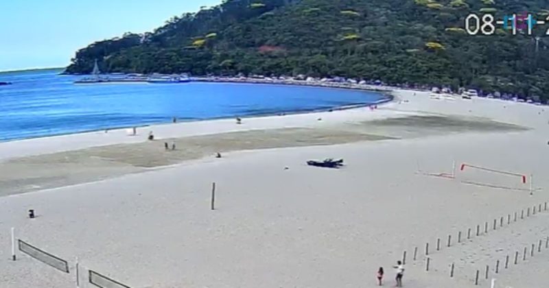 “Lagoa Gigante” d&aacute; lugar a mancha em praia Central de Balne&aacute;rio Cambori&uacute; – Foto: Reprodu&ccedil;&atilde;o/Secom BC