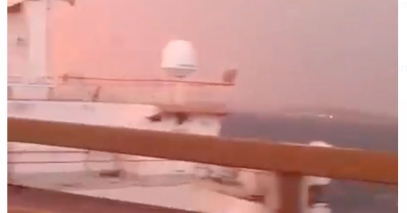 V&iacute;deo flagra momento exato do choque do navio com a Ponte Rio-Niter&oacute;i – Foto: Reprodu&ccedil;&atilde;o