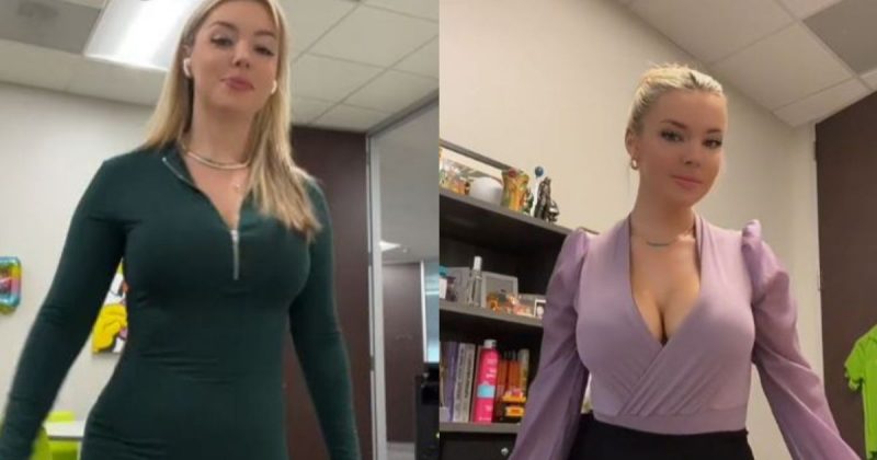 Mulher viraliza na internet publicando v&iacute;deos que mostram roupas que a fizeram ser mandada do trabalho para a casa – Foto: Reprodu&ccedil;&atilde;o/@notmariedee/ND