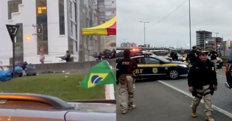 V&iacute;deos circulam nas redes mostrando a a&ccedil;&atilde;o da PRF no local – Foto: Reprodu&ccedil;&atilde;o/Internet/PRF