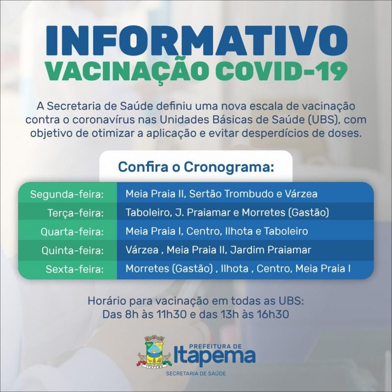 Agenda aberta para imunização dos adolescentes - Prefeitura de Ilhota