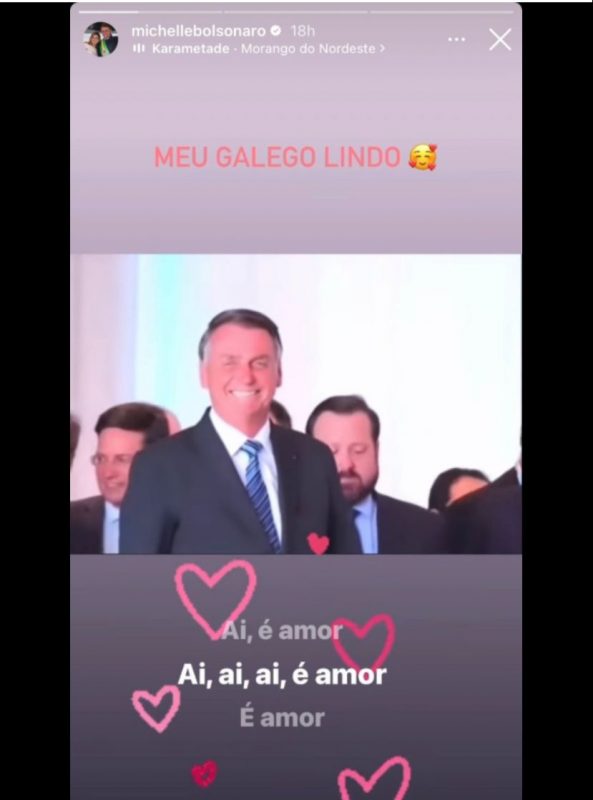 Michelle Bolsonaro se declara para marido: ‘galego lindo’ – Foto: Reprodu&ccedil;&atilde;o/ND