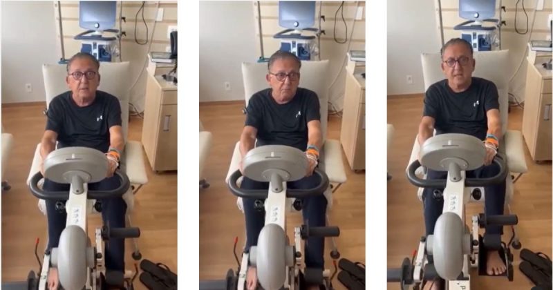 Galvão Bueno aparece andando de bicicleta em hospital