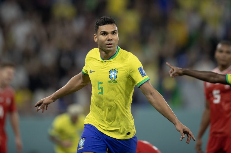 Casemiro comemora o gol da vitória do Brasil sobre a Suíça