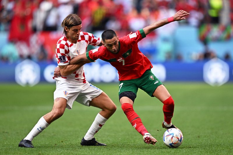 Em jogo bem equilibrado, Cro&aacute;cia e Marrocos empataram sem gols no est&aacute;dio Al Bayt, no Catar pela primeira rodada do Grupo F – Foto: MANAN VATSYAYANA/AFP/ND