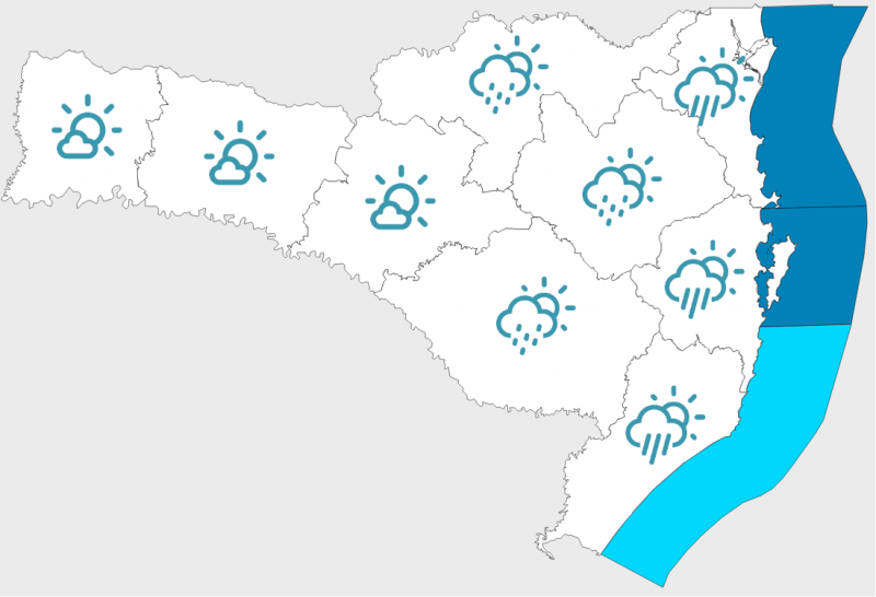 No s&aacute;bado (26), o tempo ser&aacute; de c&eacute;u encoberto com chuva e trovadas no Litoral em boa parte do dia. – Foto: Defesa Civil/Divulga&ccedil;&atilde;o/ND