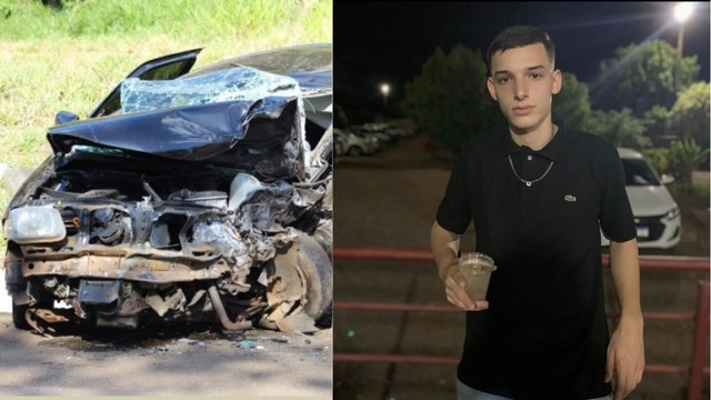O jovem morreu ap&oacute;s uma violenta colis&atilde;o com outro carro na BR-282. &mdash; Foto: Marcos Lewe/Internet/Reprodu&ccedil;&atilde;o/ND