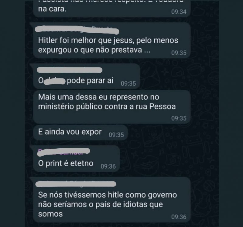 Mensagens foram enviadas em um grupo privado no WhatsApp – Foto: Internet/Reprodu&ccedil;&atilde;o/ND