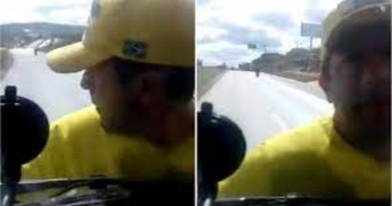 Caminhoneiro fica revoltado com Gol rebaixado na estrada (vídeo