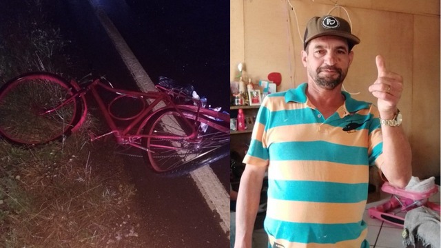 O homem andava de bicicleta quando foi atingido pelo caminh&atilde;o. &mdash; Foto: PMRv/Internet/ND