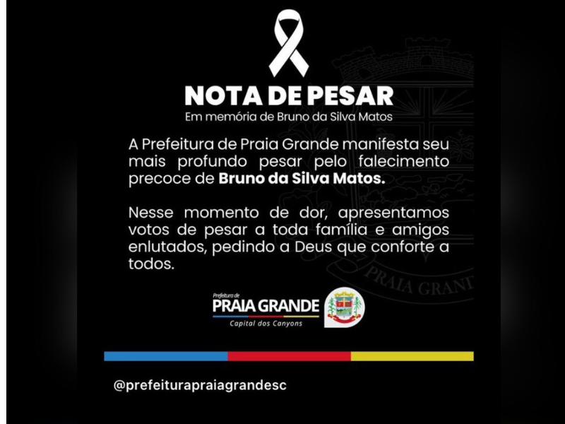 Prefeitura de Praia Grande emite nota de pesar – Foto: Prefeitura de Praia Grande/Divulga&ccedil;&atilde;o/ND