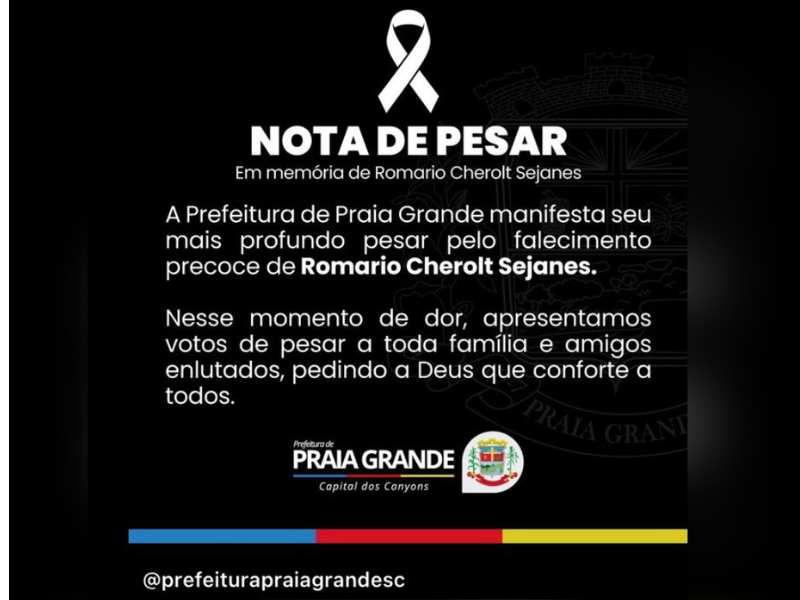 Prefeitura de Praia Grande emite nota de pesar – Foto: Prefeitura de Praia Grande/Divulga&ccedil;&atilde;o/ND