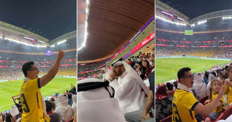 Torcedor do Equador provoca torcedores do Catar durante jogo da Copa
