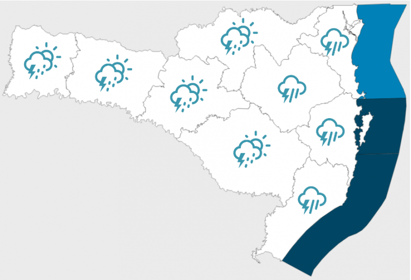 A partir da tarde desta quinta, a combina&ccedil;&atilde;o de calor, umidade e instabilidades atmosf&eacute;ricas favorecem a ocorr&ecirc;ncia de temporais em todo territ&oacute;rio catarinense. – Foto: Defesa Civil/Divulga&ccedil;&atilde;o/ND