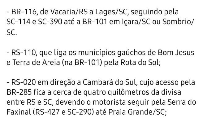 Rotas alternativas – Foto: Divulga&ccedil;&atilde;o/ND