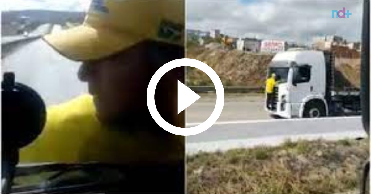 Caminhoneiro fica revoltado com Gol rebaixado na estrada (vídeo