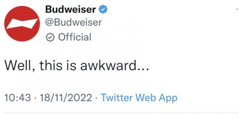 Budweiser apagou publcia&ccedil;&atilde;o – Foto: Reprodu&ccedil;&atilde;o/Internet/ND