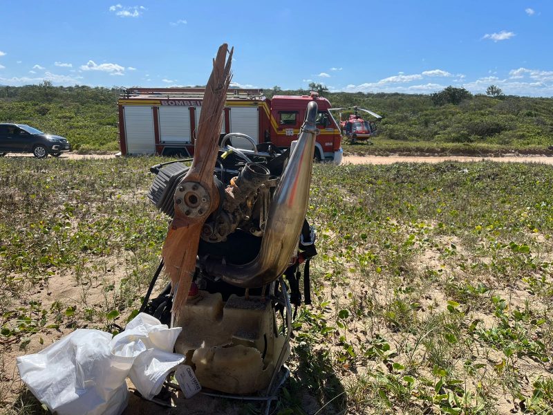 Paramotor que a vítima usava &#8211; Foto: Corpo de Bombeiros Militar/Divulgação