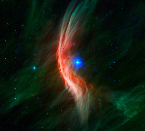 The star Zeta Ophiuchus is a giant star, 20 times more massive than the Sun, and located about 440 light-years from Earth.  Some observations made by scientists suggest that this star was close to the orbit of another before it was ejected.  Photo: reproduction/NASA/CXC.