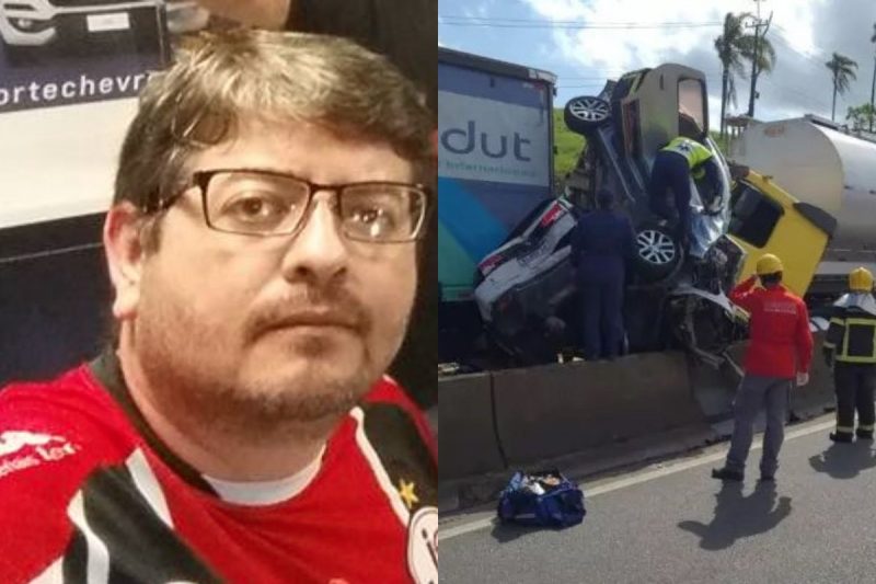 Edson morreu 13 dias ap&oacute;s grave acidente na BR-101 – Foto: Internet/Maikon Costa/Arte ND
