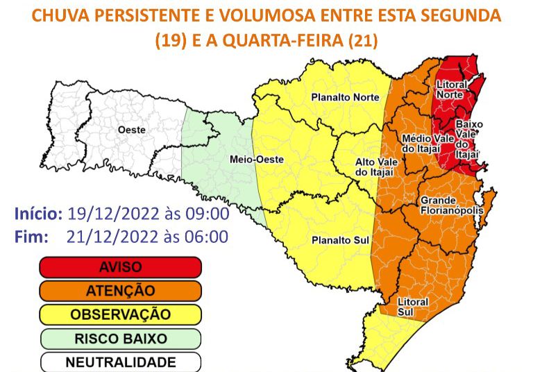 Grande Florian&oacute;polis est&aacute; com n&iacute;vel alto para alagamentos – Foto: Defesa Civil/Divulga&ccedil;&atilde;o/ND