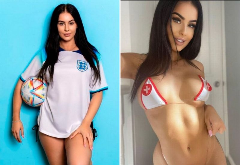 Essa a&iacute; &eacute; mais problema da Inglaterra, desde que n&atilde;o cruze o caminho do Brasil. A modelo inglesa Amber Paige prometeu live de 24 horas, em caso de t&iacute;tulo da Inglaterra na Copa do Mundo. Detalhe: 24 horas totalmente nua em uma plataforma digital – Foto: Reprodu&ccedil;&atilde;o
