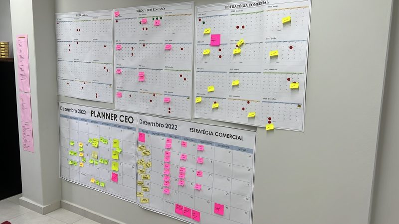 Sala da diretoria da empresa com a planifica&ccedil;&atilde;o – Foto: Arquivo Pessoal/ Ana Carla Almeida