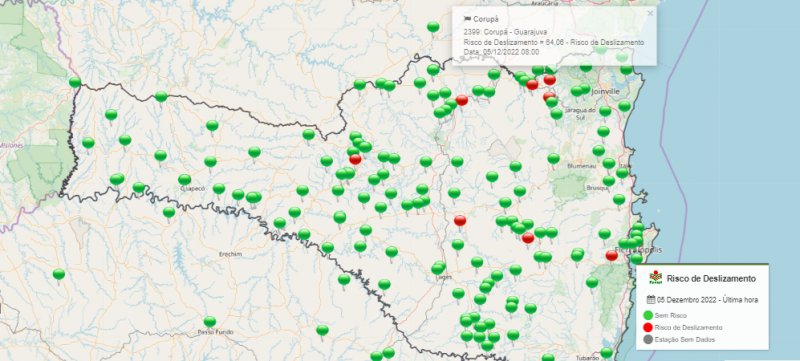 Chuva acumulada em 1h em SC – Foto: Epagri Ciram/Reprodu&ccedil;&atilde;o/ND