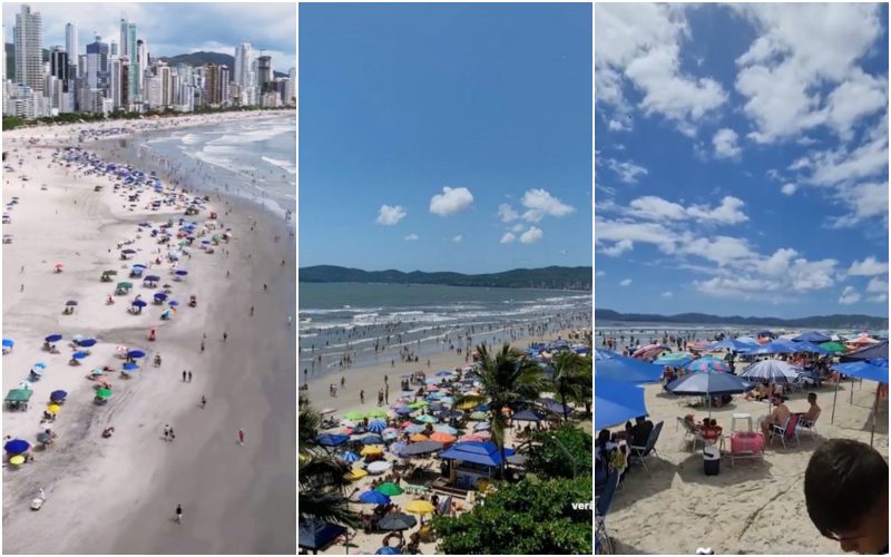 Praias de SC lotam neste s&aacute;bado – Foto: @balneariocamboriusc/redes sociais/ND