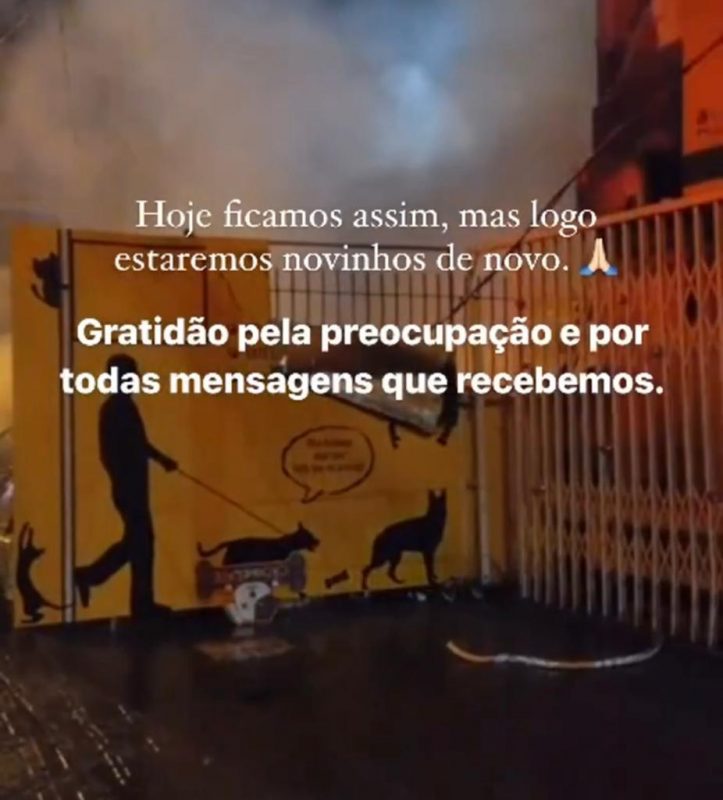 Pr&eacute;dio que abriga consult&oacute;rio veterin&aacute;rio e hospedagem de animais sofreu danos. Mensagem da cl&iacute;nica nas redes – Foto: Instagram/Reprodu&ccedil;&atilde;o/ND