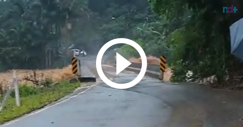 For&ccedil;a da &aacute;gua impressiona e correnteza chega perto de ponte em Benedito Novo – Foto: Reprodu&ccedil;&atilde;o/ND