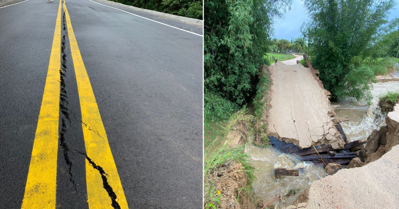Rachadura ‘assustadora’ na SC-370 e destro&ccedil;os de ponte mostram cen&aacute;rio de destrui&ccedil;&atilde;o – Foto: Divulga&ccedil;&atilde;o/ND