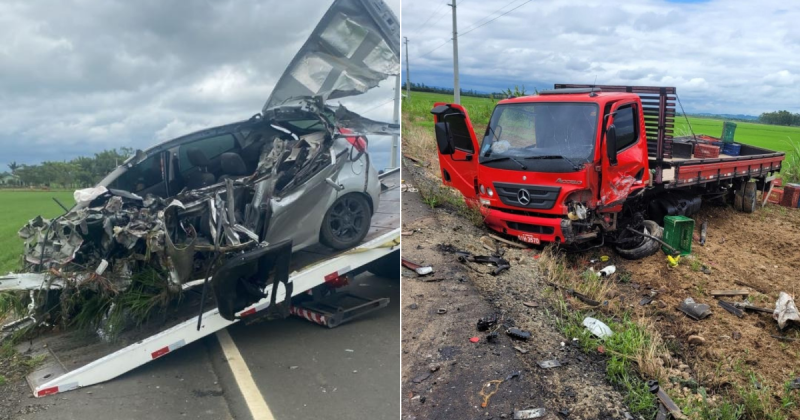 Identificado motorista que morreu ap&oacute;s colidir contra caminh&atilde;o em rodovia de SC – Foto: PM/Divulga&ccedil;&atilde;o/ND