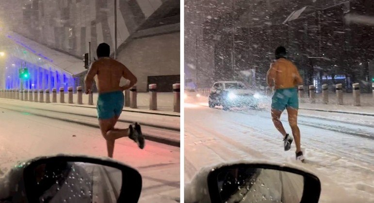 Nem uma nevasca diminuiu a vontade de correr desse marombado – Foto: REPRODU&Ccedil;&Atilde;O/INSTAGRAM/@PRO.PT